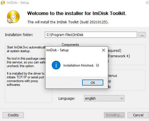 IMDisk intro tweakdk guide ram disk installation færdig.JPG